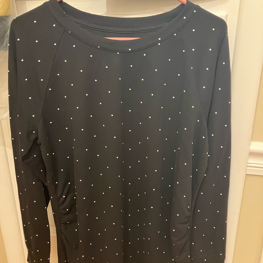Black Long-Sleeve Dot-Print maternity